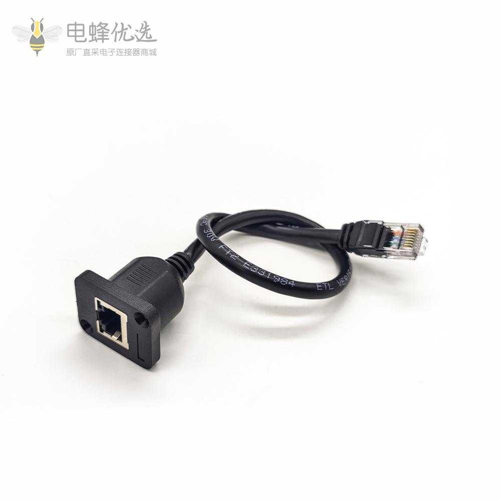 超五类网线供应RJ45 8p8c公转母延长线带灯屏蔽母座转公30CM网络线