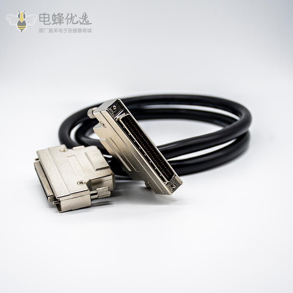 SCSI68芯连接器 HPDB公转母直式螺丝锁连接线1米