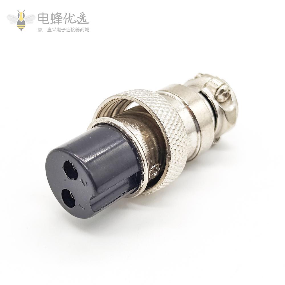 航空插头2芯GX16母插头常规款直式焊线连接器